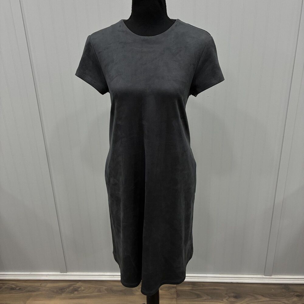 J. McLaughlin Women's Small Gray Short Sleeve Stretch Crew Shift Dress Classic